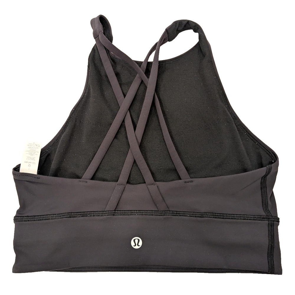 Lululemon Sports Bra Womens Size 6 Black High Neck Cross Back Nulu Yoga Gym